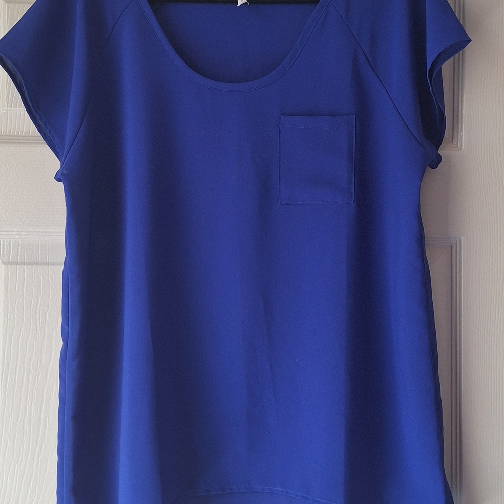Kirra Blue Cap Sleeve Boxy Tee
